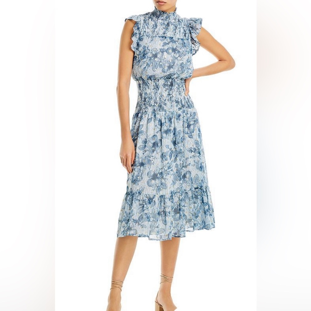 AQUA Floral Print Smocked Midi Dress - 100% Exclusive | Bloomingdale's
